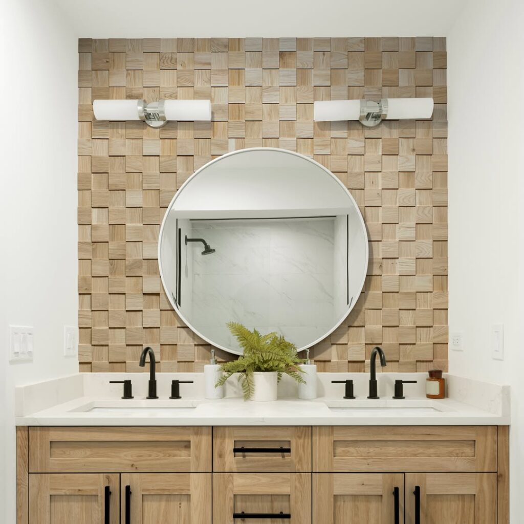 WoodCraft Solid Oak Mosaic Wood Wall Panel