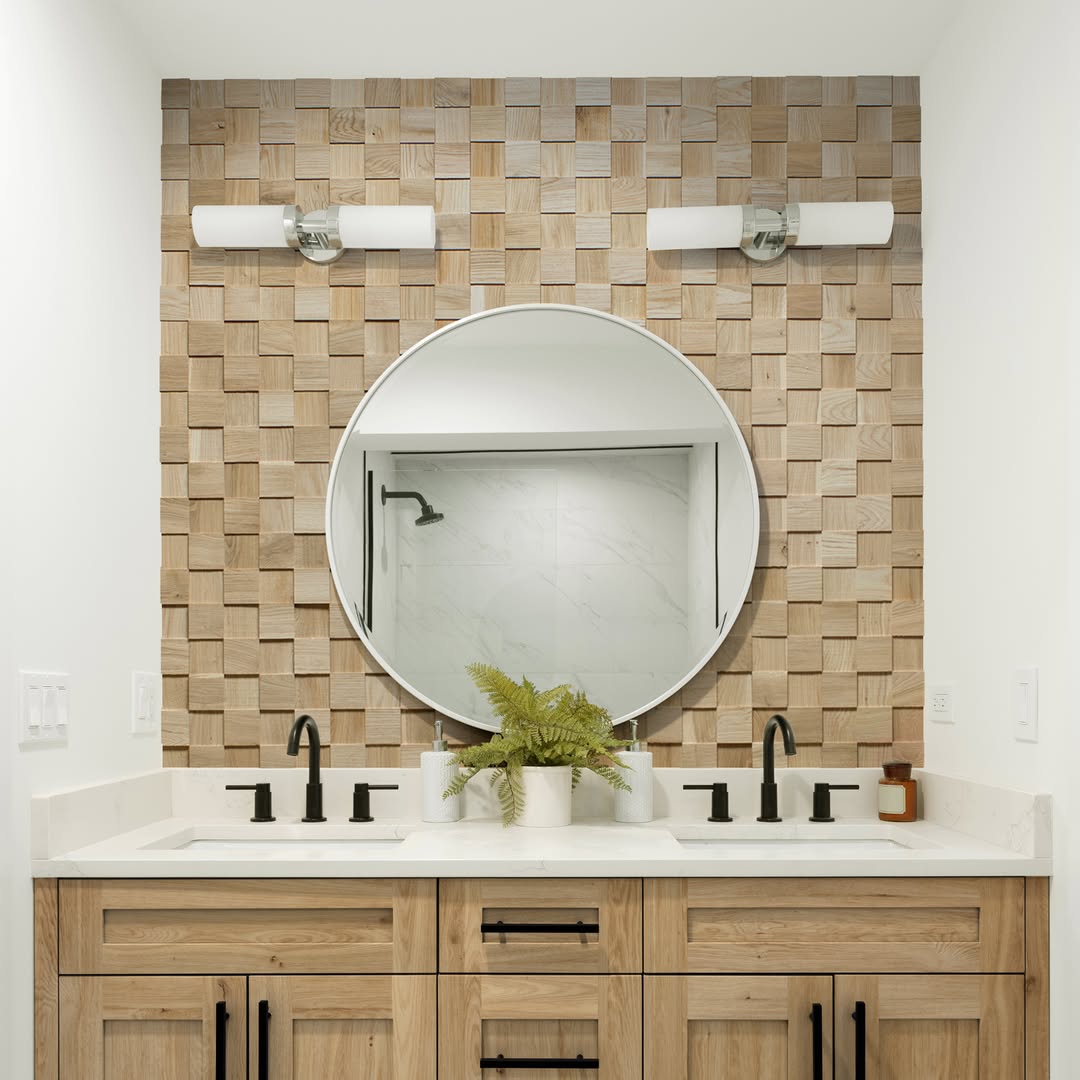 WoodCraft Solid Oak Mosaic Wood Wall Panel - Image 5