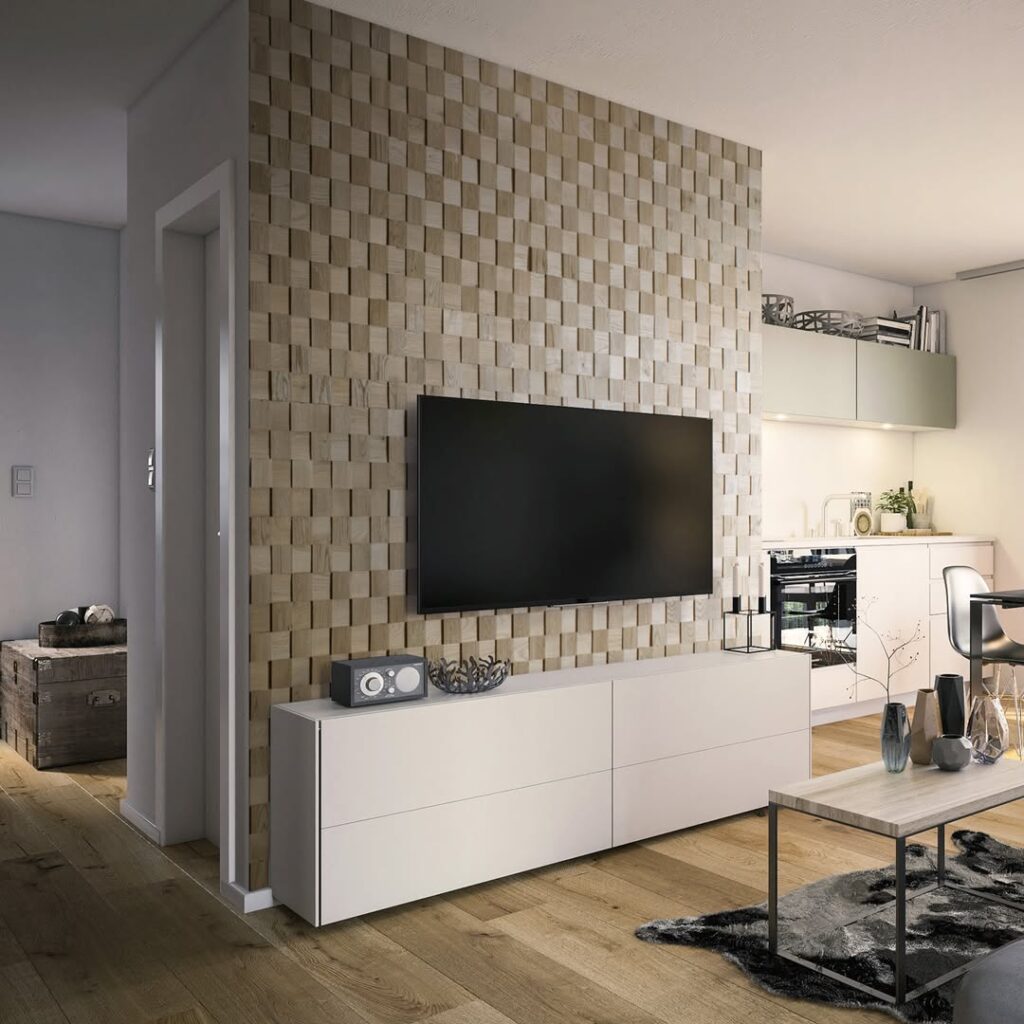 WoodCraft Solid Oak Mosaic Wood Wall Panel