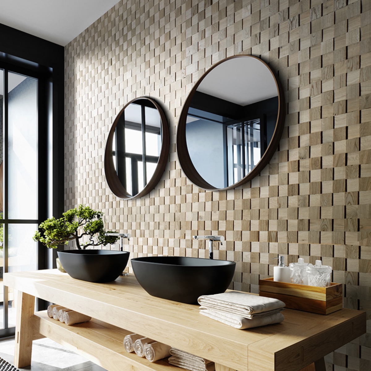 solid oak wall panelling mosaic