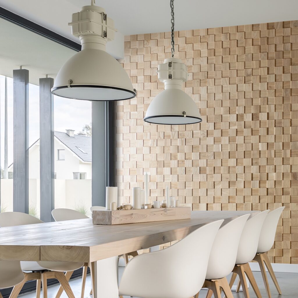 WoodCraft Solid Oak Mosaic Wood Wall Panel