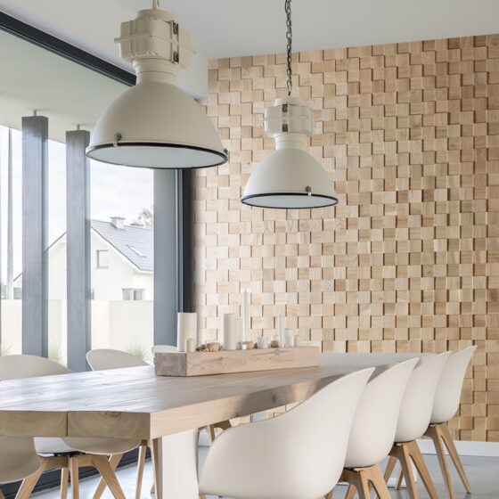 WoodCraft Solid Oak Mosaic Wood Wall Panel - Image 3