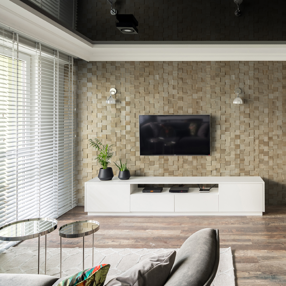 WoodCraft Solid Oak Mosaic Wood Wall Panel - Image 4